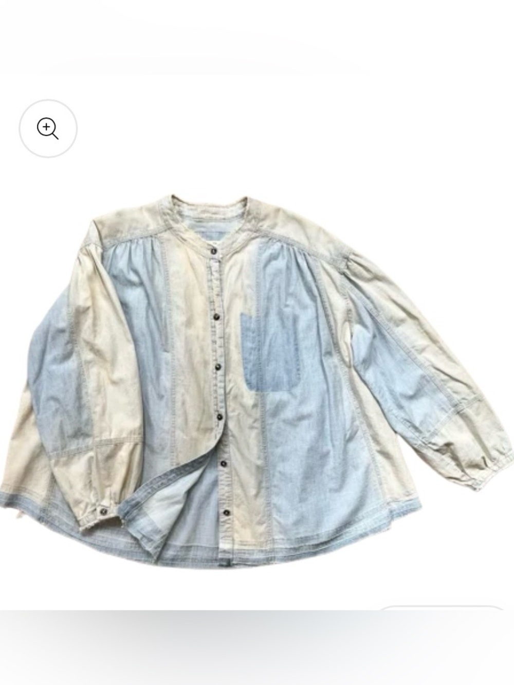 We The Free Blue chambray oversized Boho Button-Down Distressed top 100% Cotton
